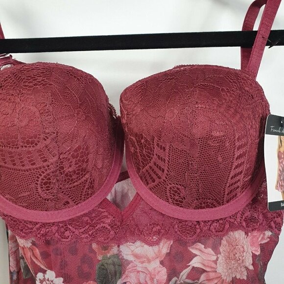 NEW French Affair Floral Sexy Babydoll‎ Lingerie Padded Cups Size Medium $42 - Picture 5 of 5